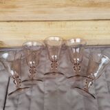Set of 5 Biot bubble stem glasses H 15 cm, pink color