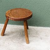 Circular tripod stool, solid wood