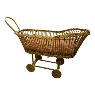 Rattan doll pram