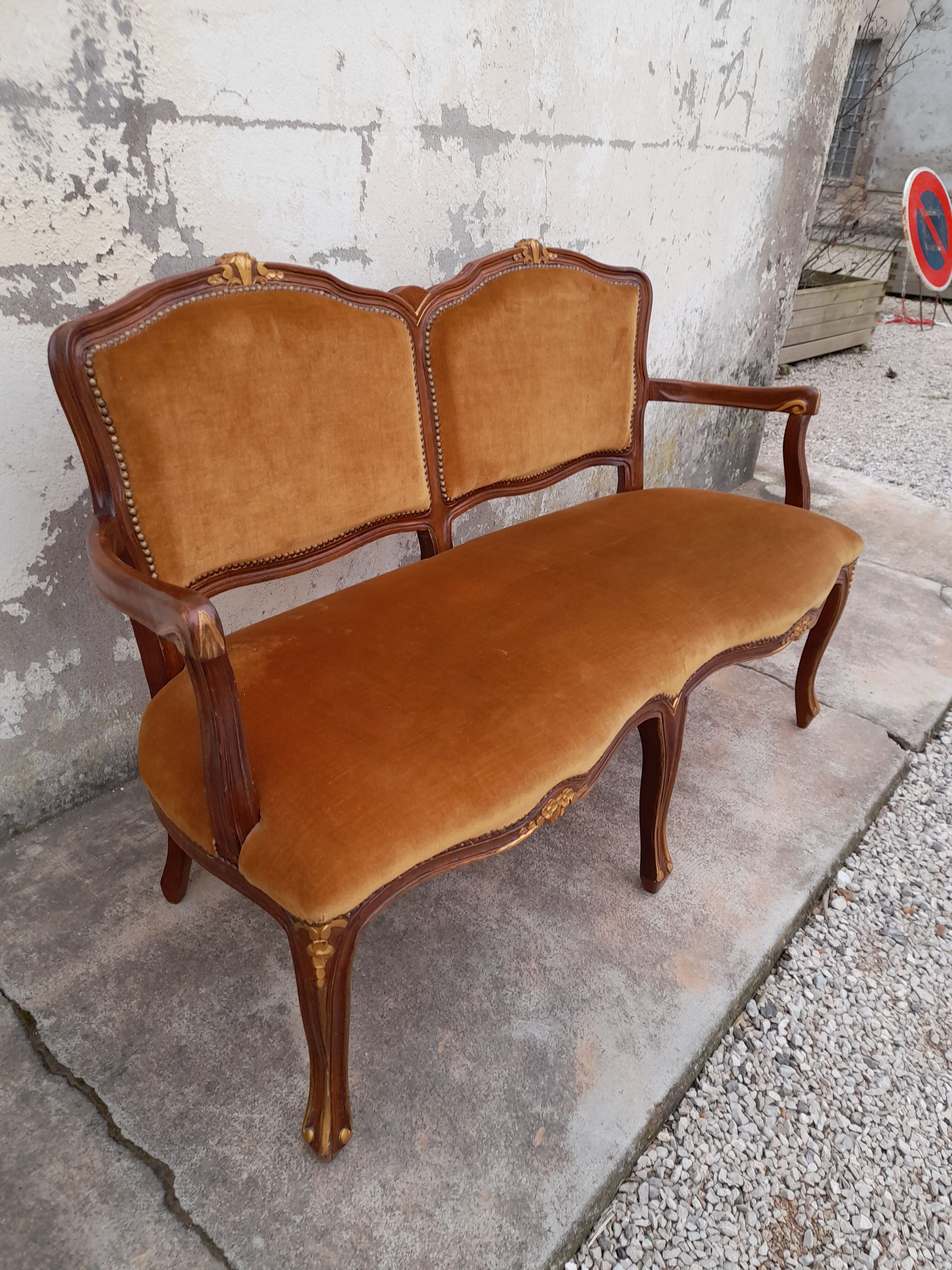 Banquette canapé style Louis XV 1930