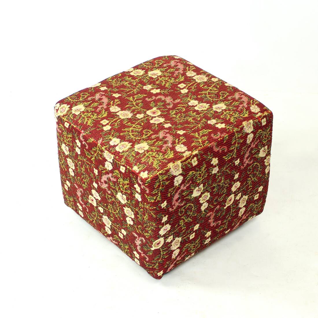 Petit tabouret vintage en tissu, Tchécoslovaquie 1960