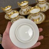 Series of 6 large Empire period chocolate cups in Paris porcelain circa 1800