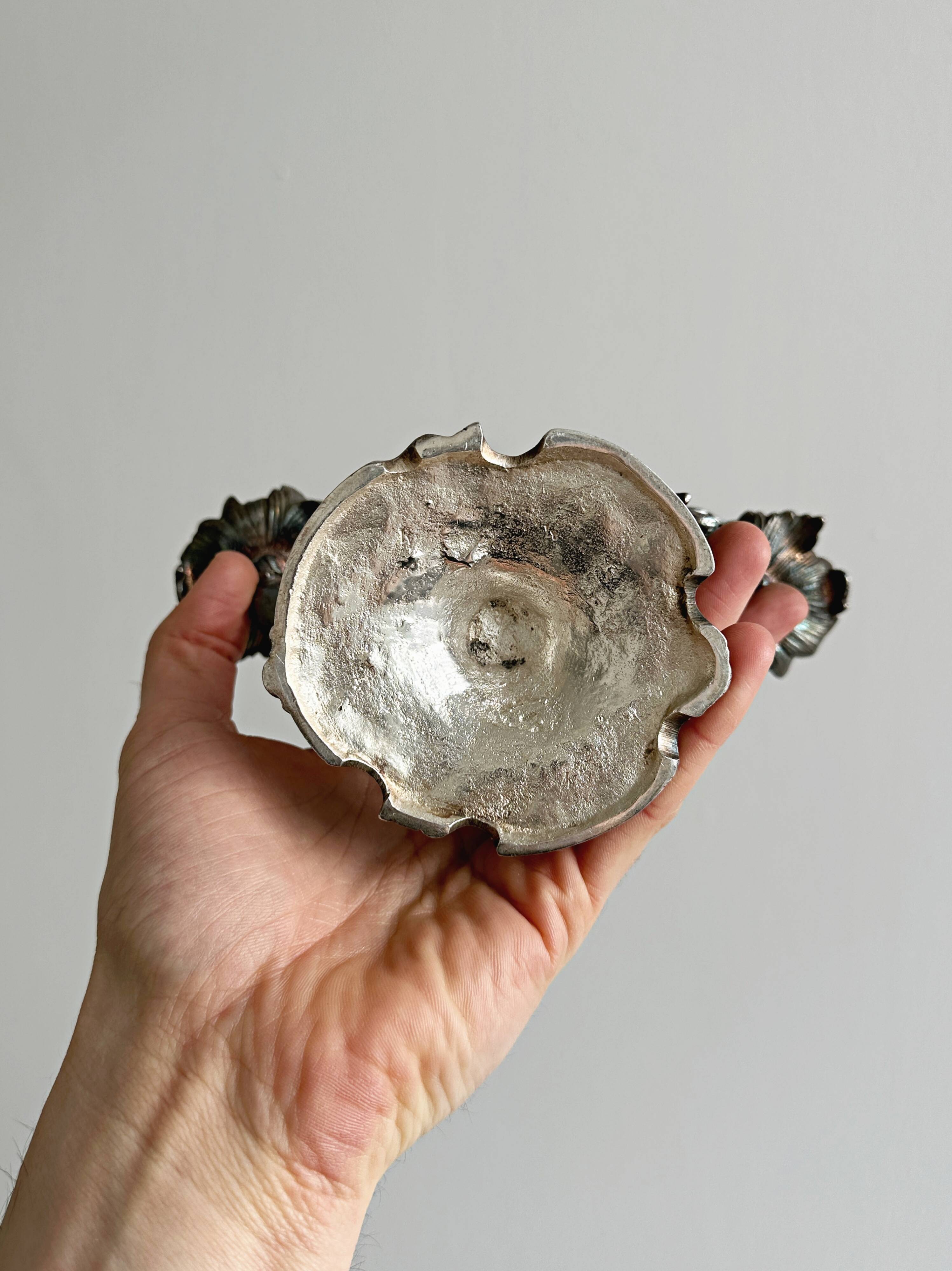 antique candlesticks set of 2 metal patina