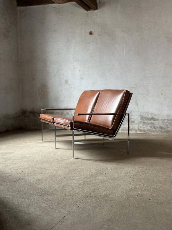 Canapé design deux places Modèle FK 6720 de Fabricius & Kastholm, cuir marron