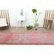 1970s Vintage Turkish Oushak Handmade Wool Cotton Pink Runner Rug 90x312