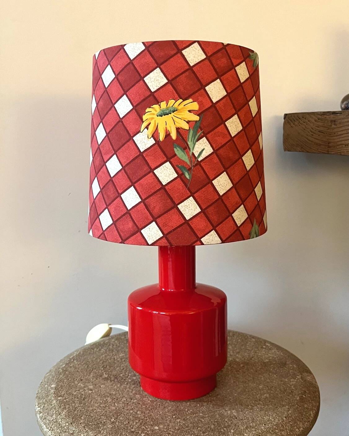 Vintage red ceramic lamp - 1960s / 1970s