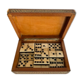 Game of ancient dominoes in its box in marquetry and mother-of-pearl