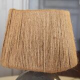 Signed ceramic lamp, rope lampshade