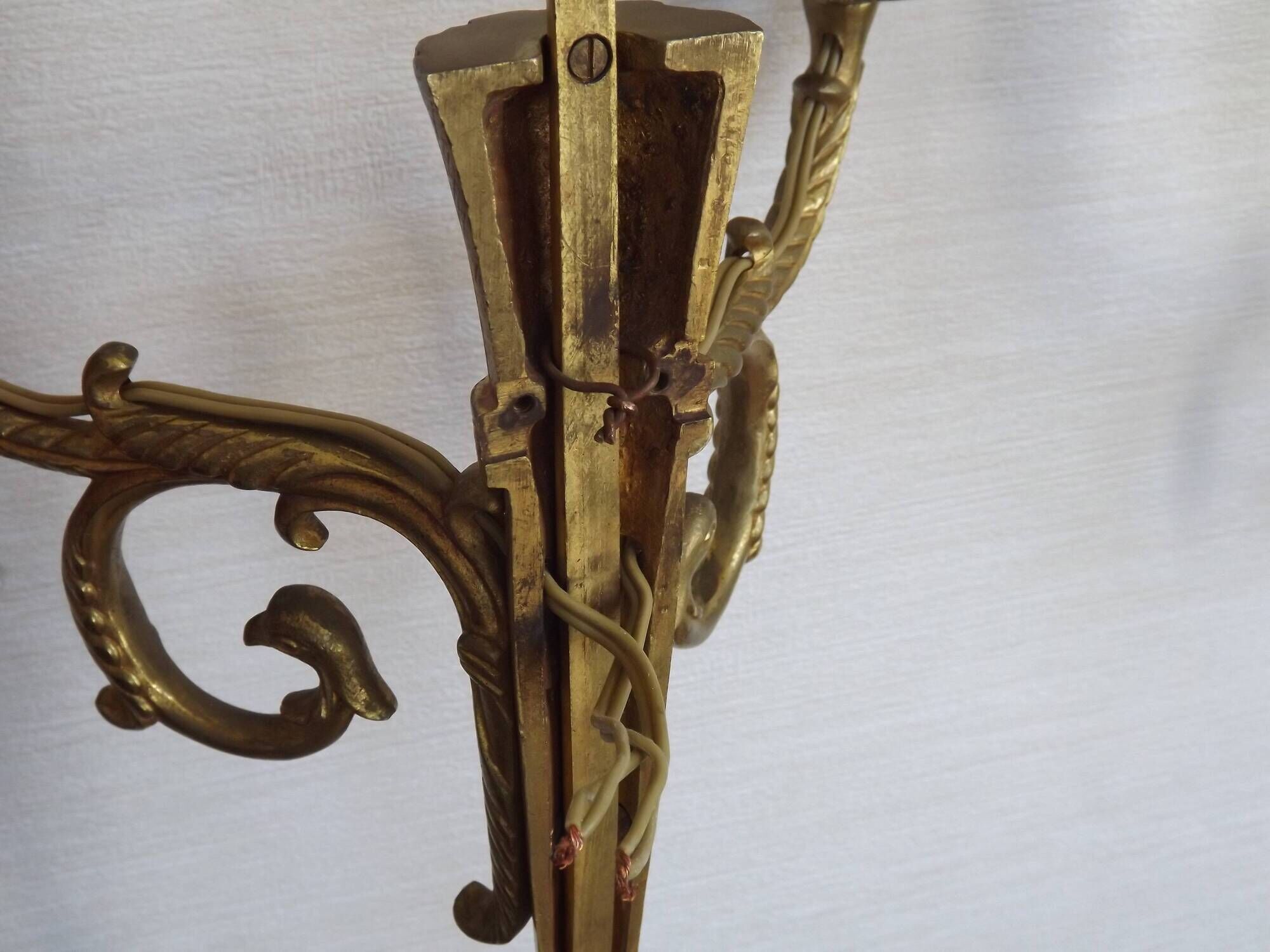 Vintage French Empire Arrow & Quiver Eagle Head Bronze Double Wall Sconces