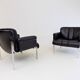 Set of 2 Girsberger Eurochair leather armchairs