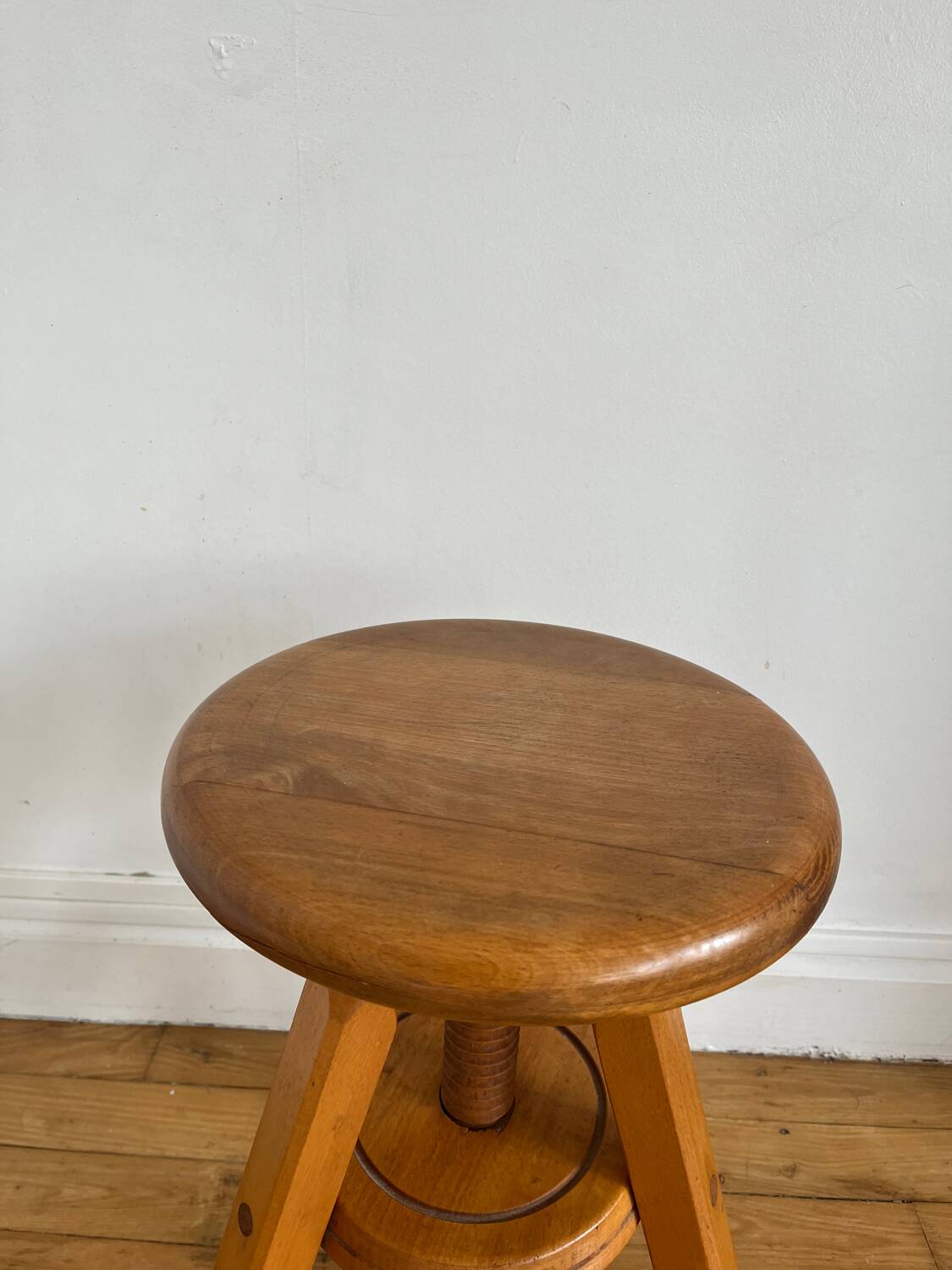 Pair of solid wood screw stools