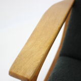 1960s Oak Wing Chair in Bouclé Upholstery, Czechoslovakia