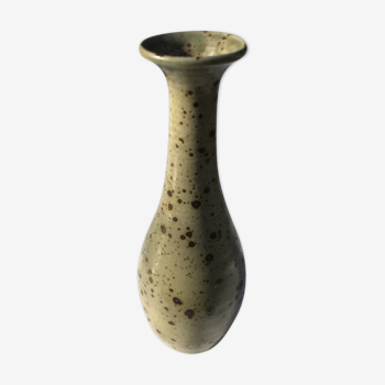 Vase  soliflore grès artisanal moucheté de pyrite beige grisé