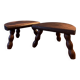 Paire de tabourets tripode de traite en bois