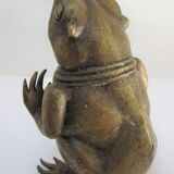 Vintage patinated brass sculptural frog 50-60s