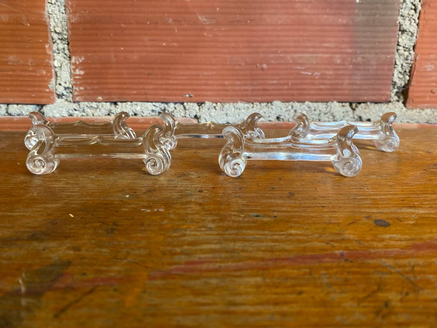 Series 5 antique knife rests portieux molded glass vintage tableware