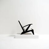 1940s Lounge Chair in Black Painted Wood