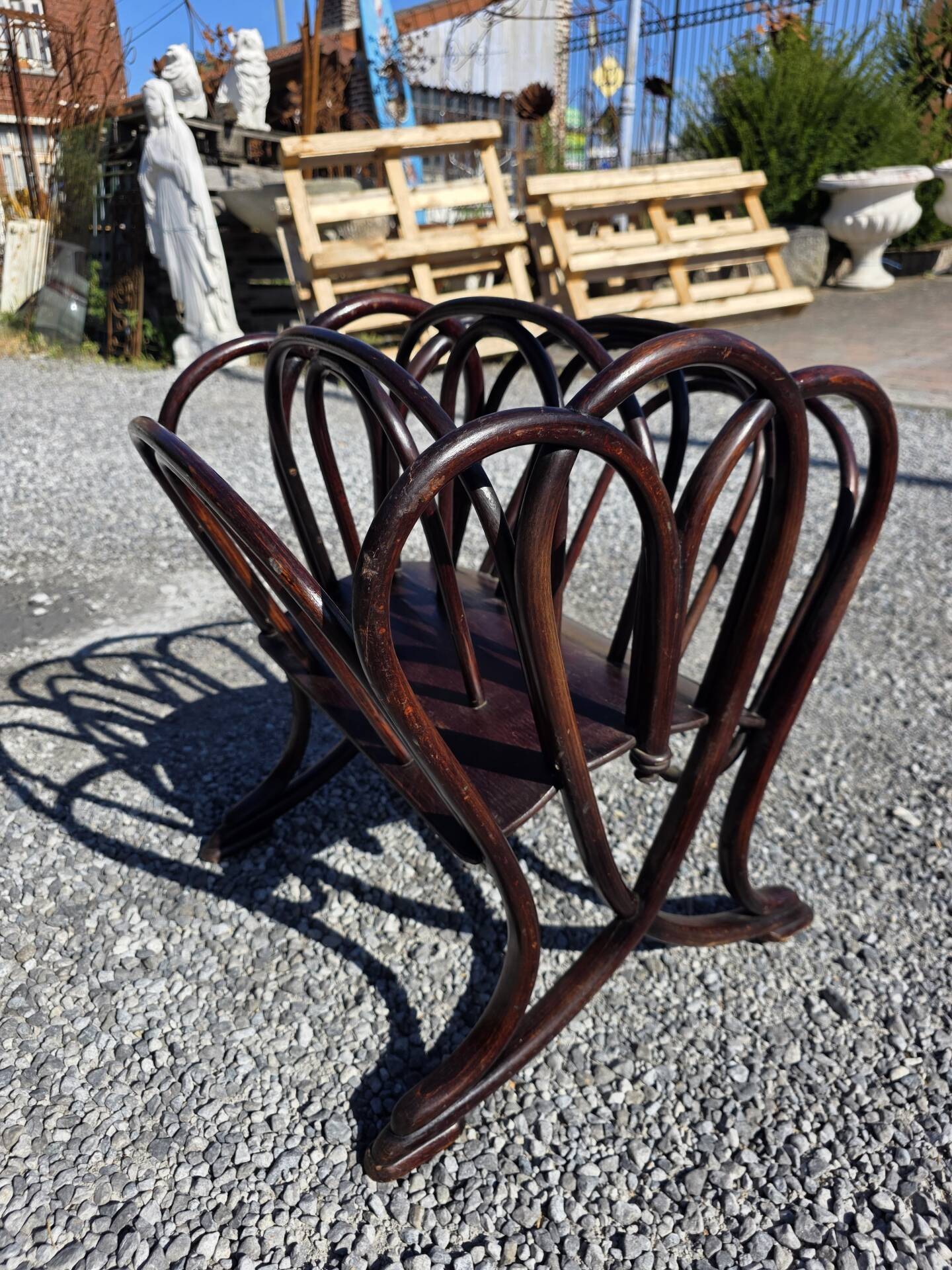 Thonet curved wood magazine rack Art Nouveau