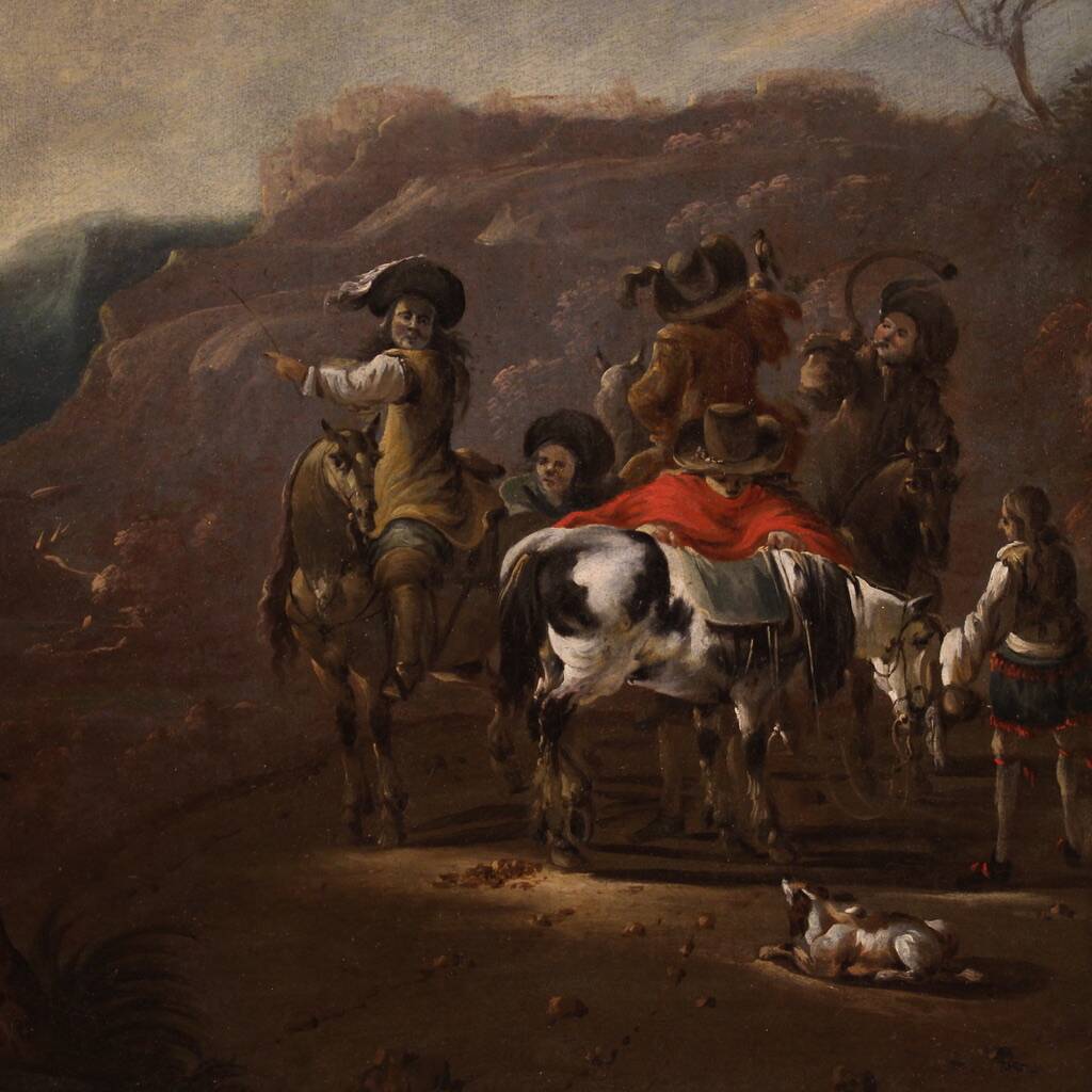Flemish painting from the 17th century, hunting scene