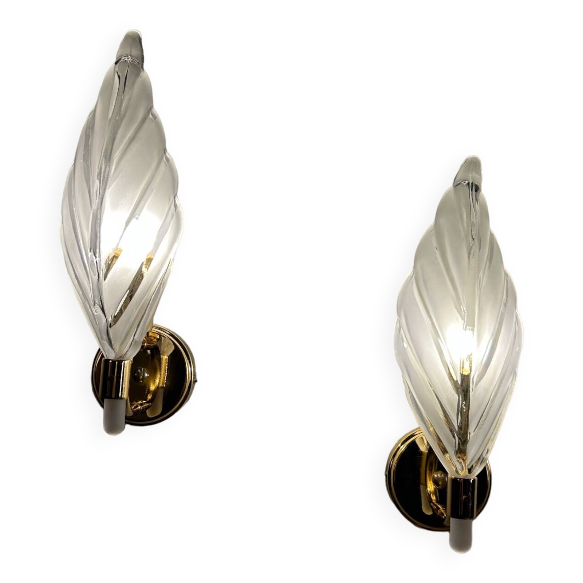 Italian design glass leaf wall lights from the 80s (X2)