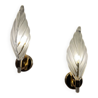 Italian design glass leaf wall lights from the 80s (X2)