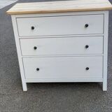 Scandinavian white and solid wood chest of drawers with 3 drawers