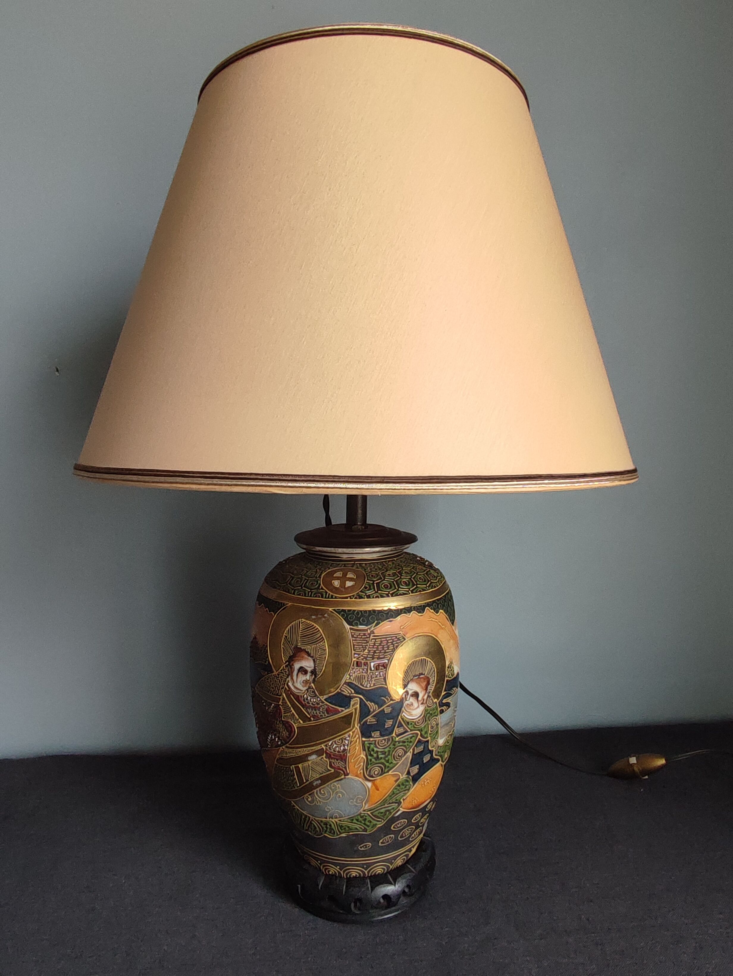 Old Japanese table lamp with Satsuma decoration.