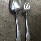 Pair of monogrammed cutlery "YB" Christofle Marly model