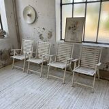 4 white wooden garden chairs