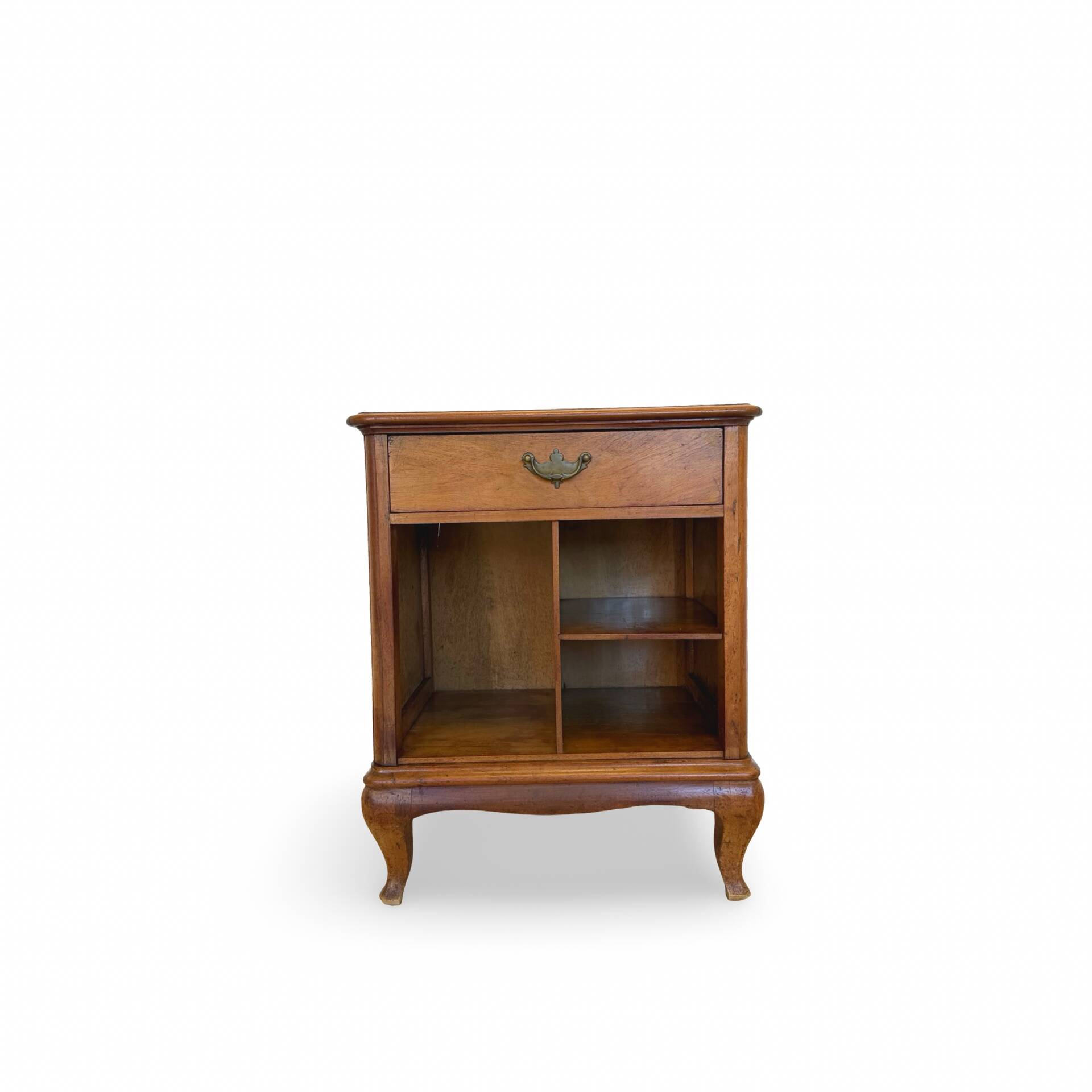 Antique Italian bedside table in solid walnut, 1920s/1930s