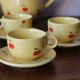 Hand-painted earthenware tea set – red apple motif