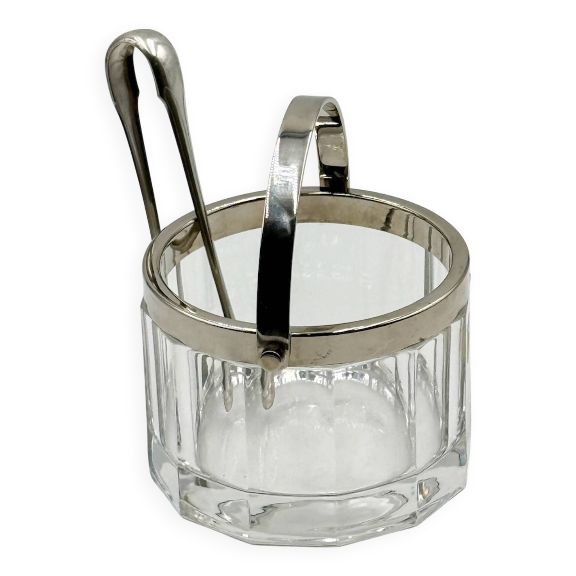 Arnolfo Di Cambio Vintage Ice Bucket in Crystal and Metal, 1980s
