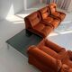 Modular Sofa Incorporated Coffee Table Burnt Orange Velvet