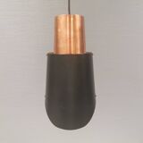 Hanging lamp in copper and black lacquered metal by Bent Karlby for Lyfa