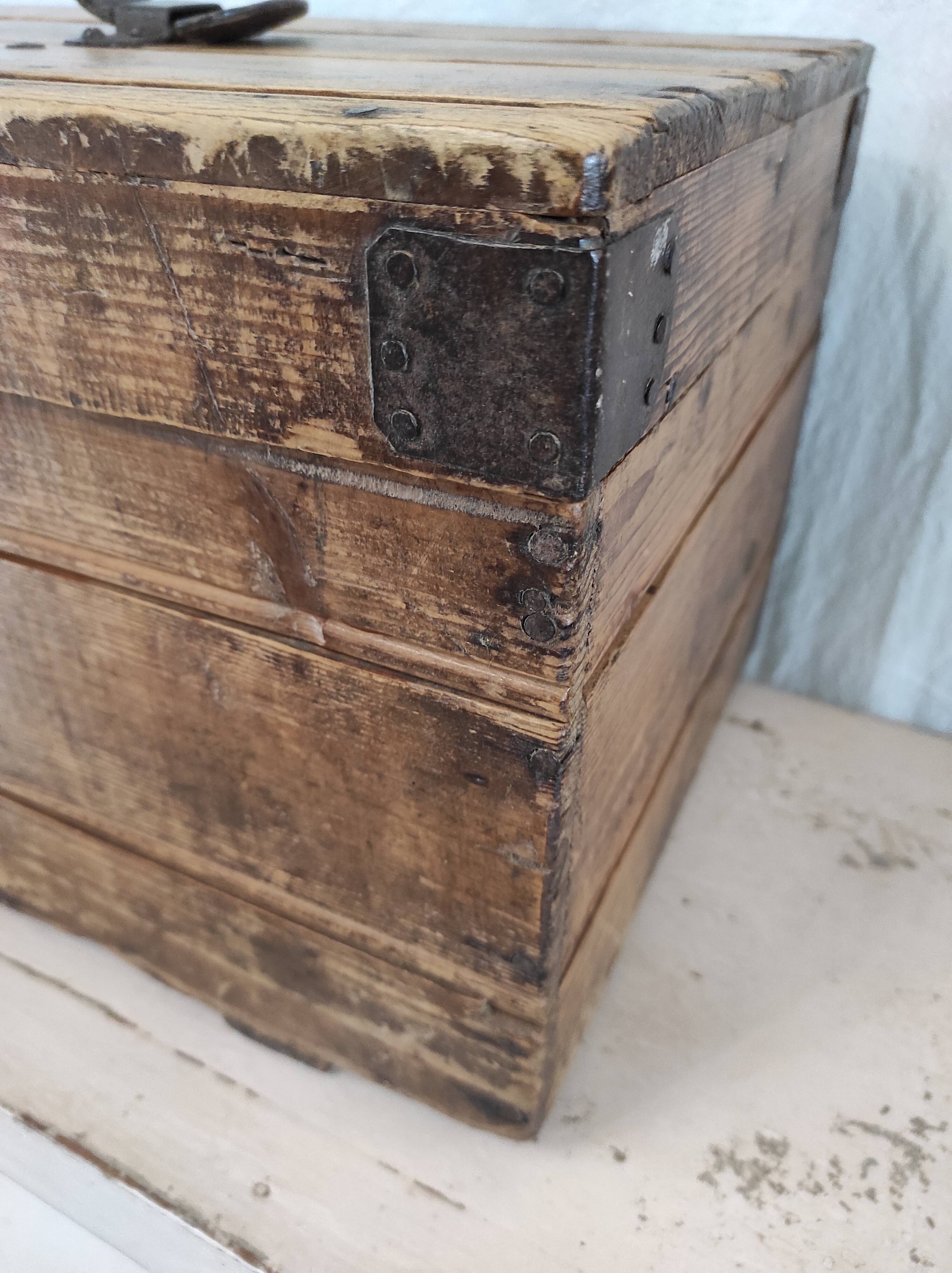 Old wooden workshop box