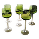 6 Antique Alsace White Wine Glasses with Engraved Decor