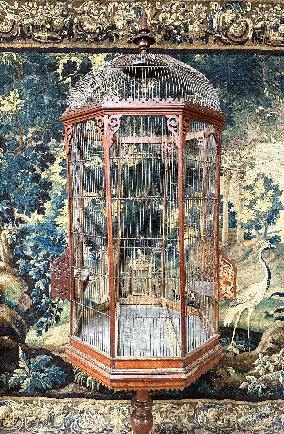 Bird Cage or Old Aviary In Carved Wood, Vintage Work Circa 1900