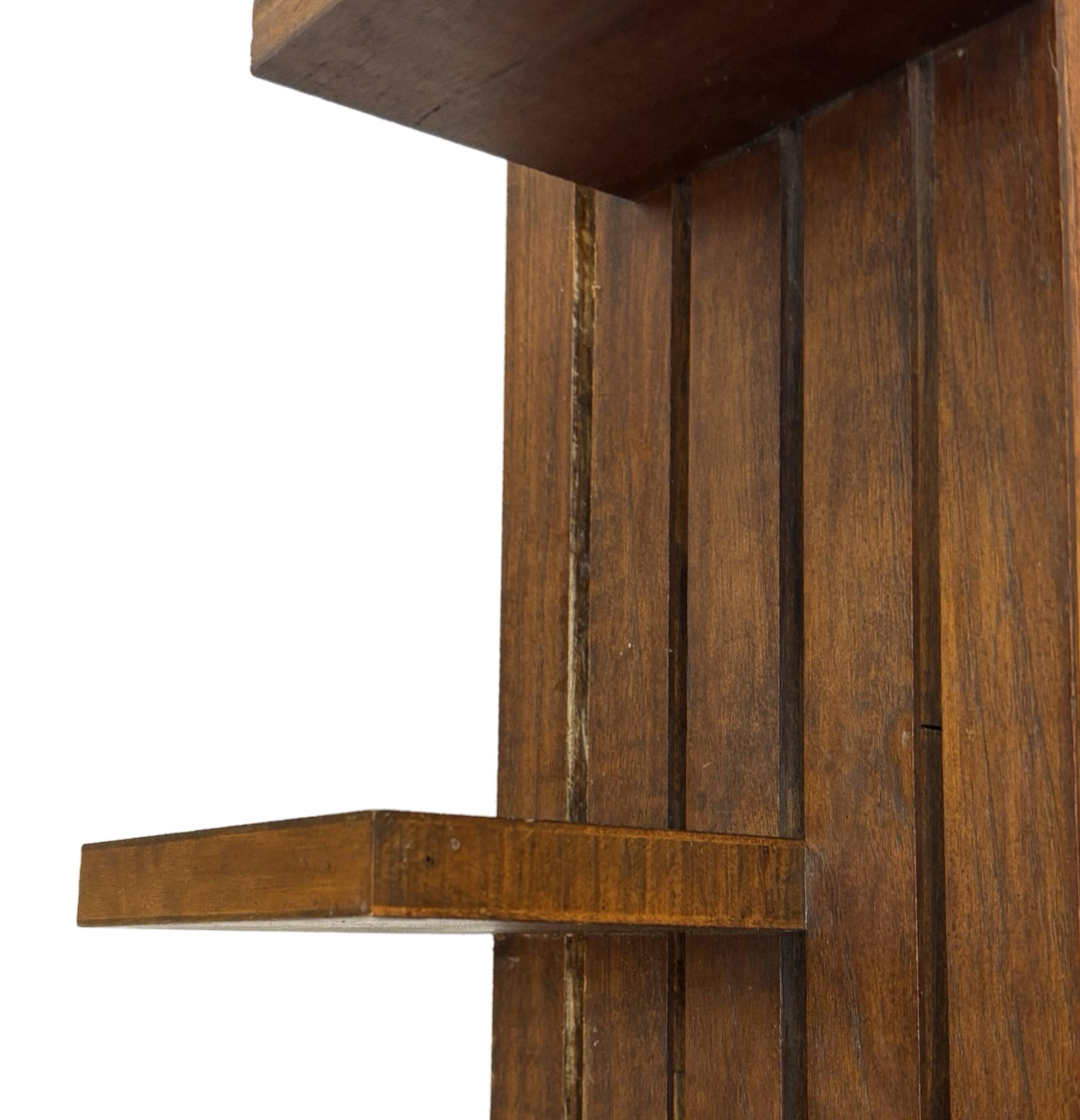 vintage wall shelf plant support, decoration oak wood