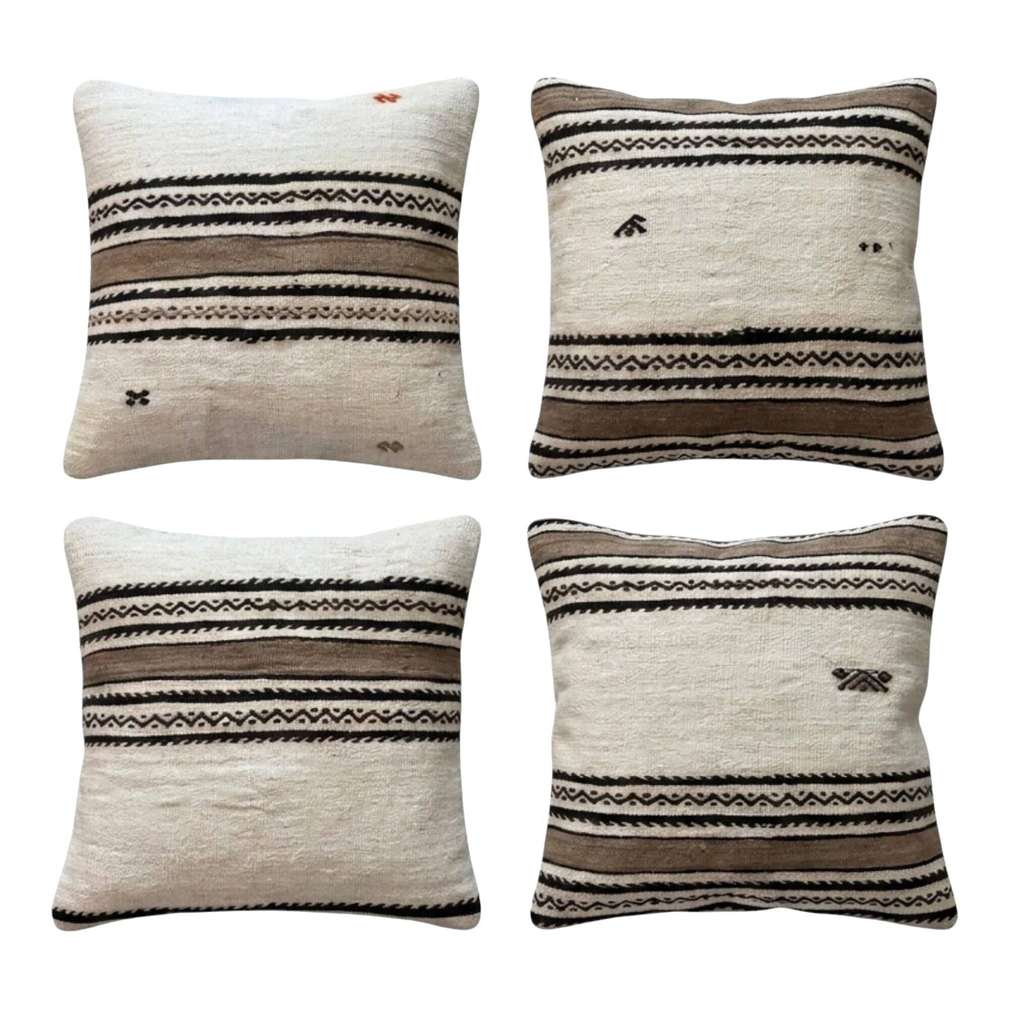 Set of 4 vintage kilim cushion covers 58x58 cm