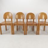 Set of 4 oak wood dining chairs, 1980s