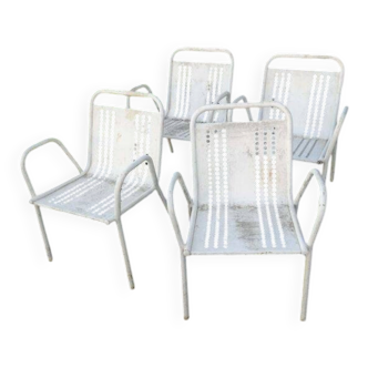 Set of 4 vintage garden armchairs