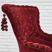 1950s, Danish armchair, furniture velour, beech wood legs.
