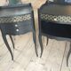 Bedside or nightstand painted black with patterns