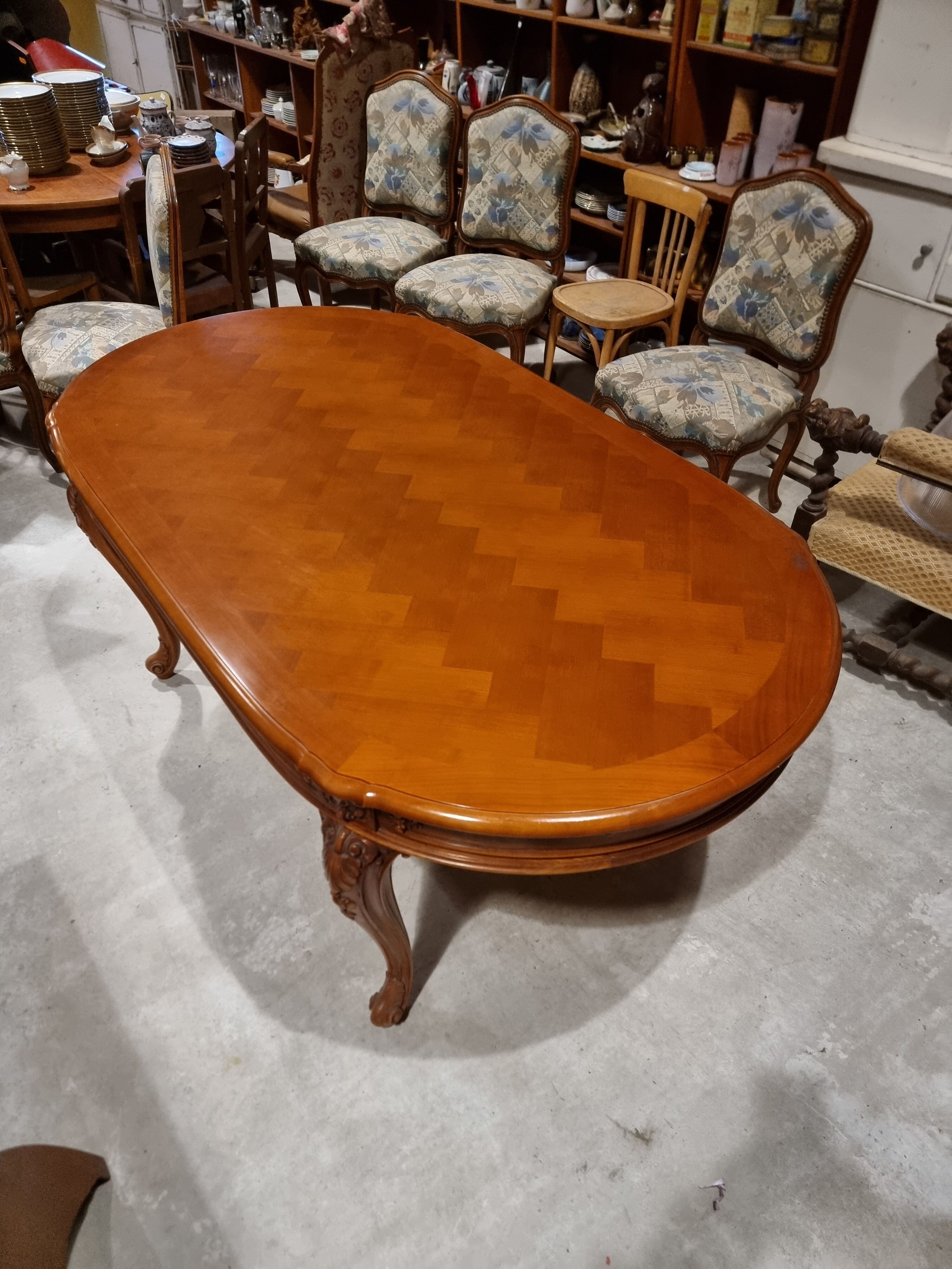 Cherry wood table and chairs set