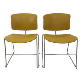 2 vintage Max Stacker Steelcase plastic and chrome stacking chairs