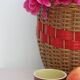 Wicker basket and scoubidou