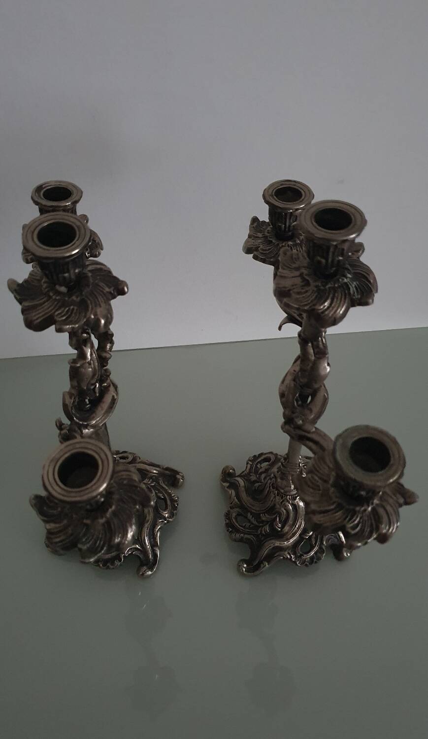 Pair of Louis XV style rocaille candelabras