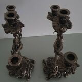 Pair of Louis XV style rocaille candelabras