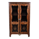 Showcase in precious wood marquetry, Louis XV Transition style.