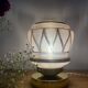 Vintage art deco globe table lamp in pink and gold glass